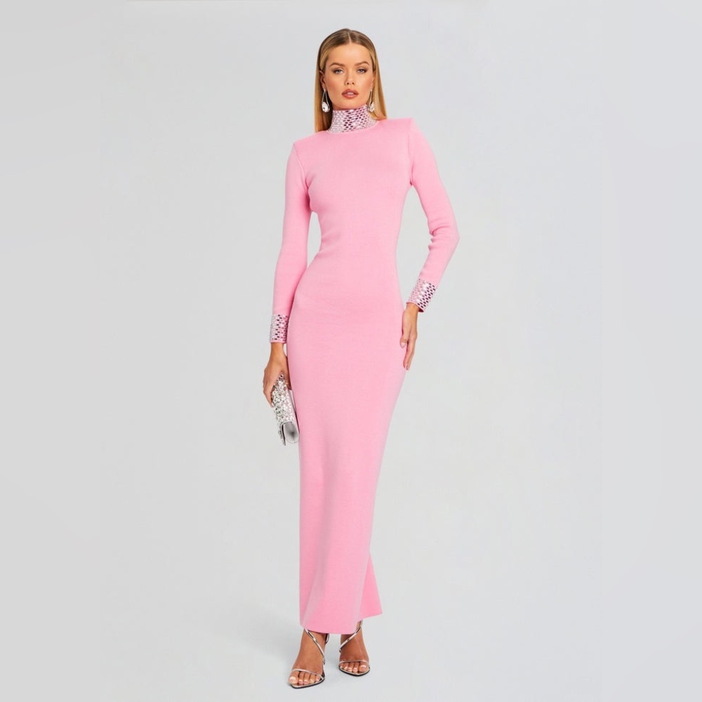 NWT Retrofete Monroe Embellished Knit Dress in Peony Pink size Medium - Picture 4 of 15